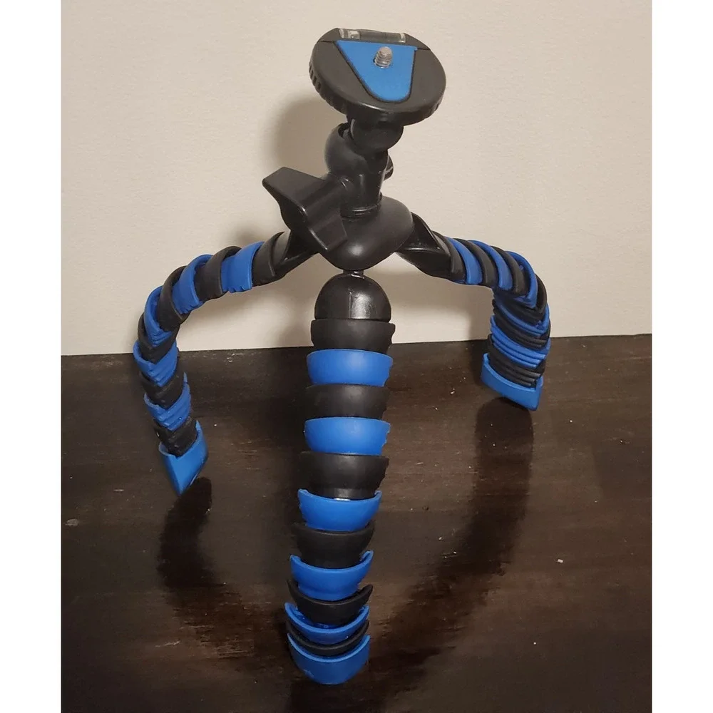 Flexible Leg Mini Table-Top Camera Tripod w/ Ball Head & Bubble Level Black/Blue